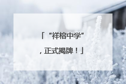“祥榕中学”，正式揭牌！