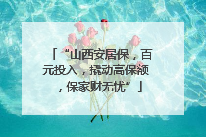 “山西安居保，百元投入，撬动高保额，保家财无忧”