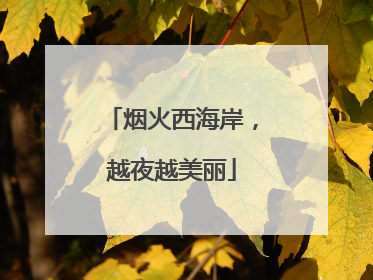 烟火西海岸，越夜越美丽