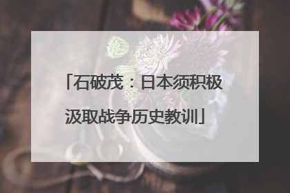 石破茂：日本须积极汲取战争历史教训