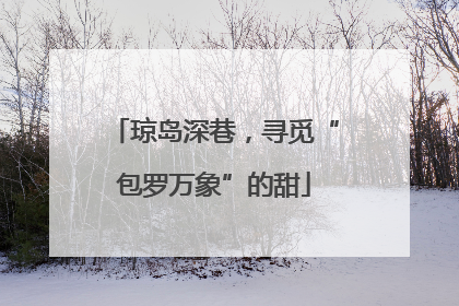 琼岛深巷，寻觅“包罗万象”的甜