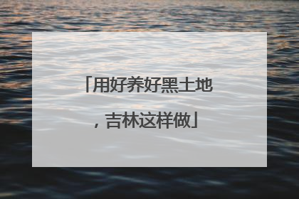 用好养好黑土地，吉林这样做
