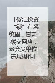 碳汇投资“锁”在系统里，甘肃碳交回应：系会员单位违规操作