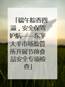 端午粽香四溢，安全保驾护航——东平大羊市场监管所开展节前食品安全专项检查
