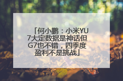 何小鹏：小米YU7大定数据是神话但G7也不错，四季度盈利不是挑战