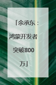 余承东：鸿蒙开发者突破800万