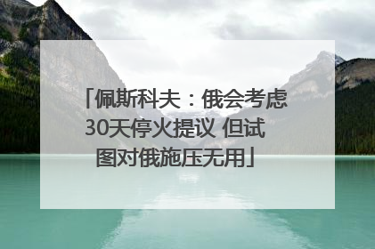 佩斯科夫：俄会考虑30天停火提议 但试图对俄施压无用