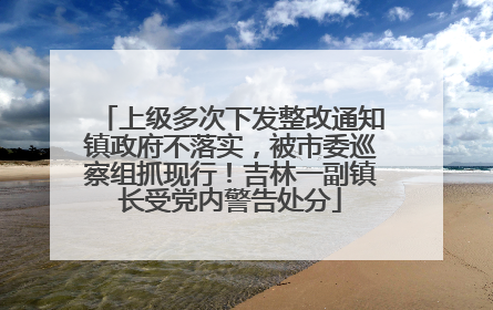 上级多次下发整改通知镇政府不落实，被市委巡察组抓现行！吉林一副镇长受党内警告处分