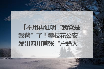 不用再证明“我爸是我爸”了！攀枝花公安发出四川首张“户籍人口直系亲属关系谱”