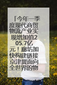 今年一季度现代商贸物流产业实现增加值205.7亿元！廊坊加快构建链接京津冀面向全世界的物流通道