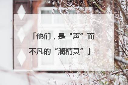 他们，是“声”而不凡的“澜精灵”