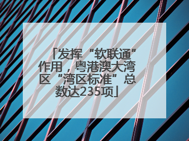 发挥“软联通”作用，粤港澳大湾区“湾区标准”总数达235项