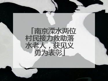南京溧水两位村民接力救助落水老人，获见义勇为表彰