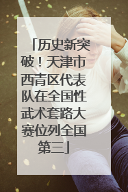 历史新突破！天津市西青区代表队在全国性武术套路大赛位列全国第三