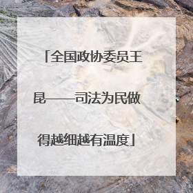 全国政协委员王昆——司法为民做得越细越有温度