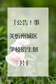 公告！事关忻州城区学校招生划片