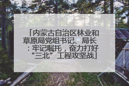 内蒙古自治区林业和草原局党组书记、局长：牢记嘱托，奋力打好“三北”工程攻坚战