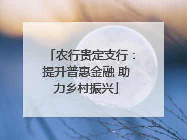 农行贵定支行：提升普惠金融 助力乡村振兴