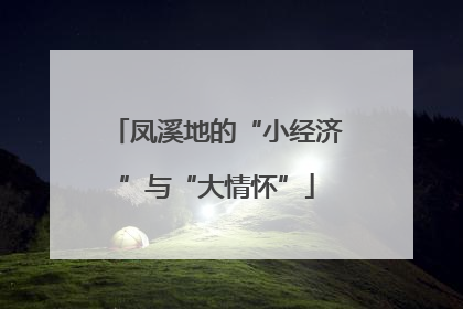 凤溪地的“小经济”与“大情怀”