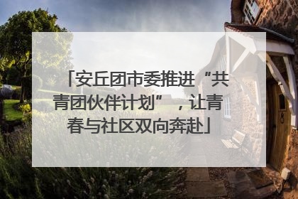 安丘团市委推进“共青团伙伴计划”，让青春与社区双向奔赴