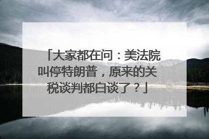 大家都在问：美法院叫停特朗普，原来的关税谈判都白谈了？