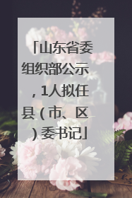 山东省委组织部公示，1人拟任县（市、区）委书记
