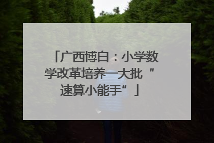 广西博白：小学数学改革培养一大批“速算小能手”