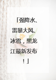 强降水、雷暴大风、冰雹，黑龙江最新发布！