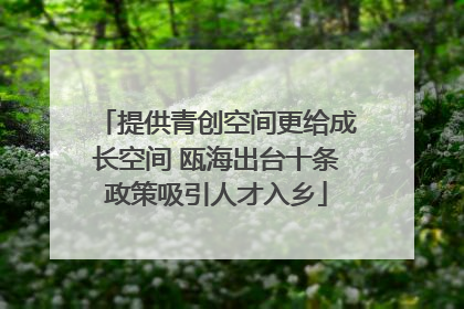 提供青创空间更给成长空间 瓯海出台十条政策吸引人才入乡