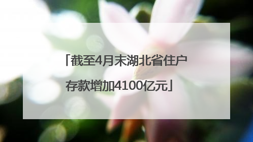 截至4月末湖北省住户存款增加4100亿元