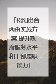 松阳出台两份实施方案 提升政府服务水平和干部履职能力