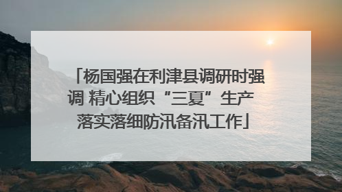 杨国强在利津县调研时强调 精心组织“三夏”生产 落实落细防汛备汛工作