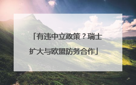 有违中立政策？瑞士扩大与欧盟防务合作