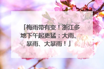 梅雨带有变！浙江多地下午起更猛：大雨、暴雨、大暴雨！
