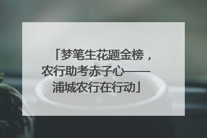 梦笔生花题金榜，农行助考赤子心——浦城农行在行动