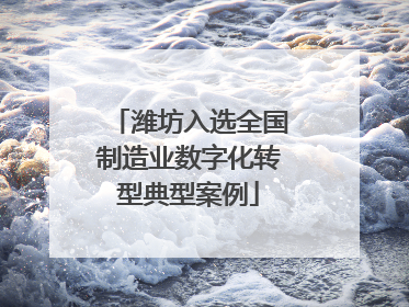 潍坊入选全国制造业数字化转型典型案例