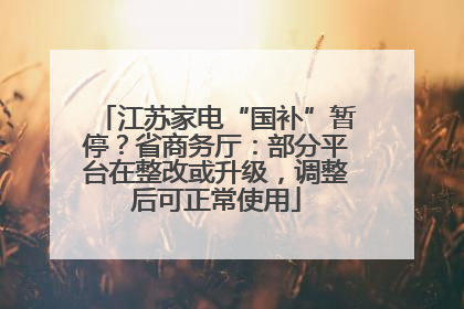 江苏家电“国补”暂停？省商务厅：部分平台在整改或升级，调整后可正常使用