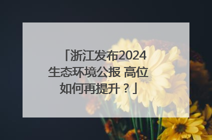 浙江发布2024生态环境公报 高位如何再提升？