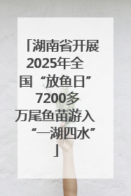 湖南省开展2025年全国“放鱼日” 7200多万尾鱼苗游入“一湖四水”