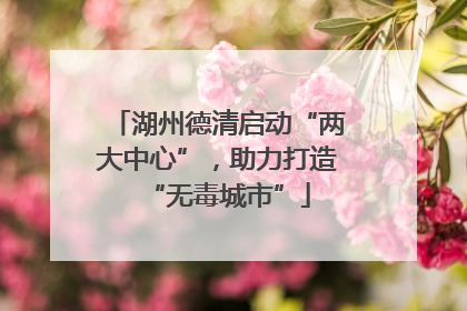 湖州德清启动“两大中心”，助力打造“无毒城市”