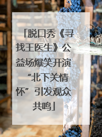 脱口秀《寻找王医生》公益场爆笑开演 “北下关情怀”引发观众共鸣