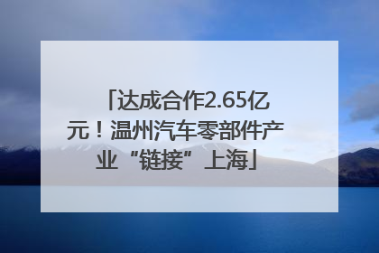 达成合作2.65亿元！温州汽车零部件产业“链接”上海
