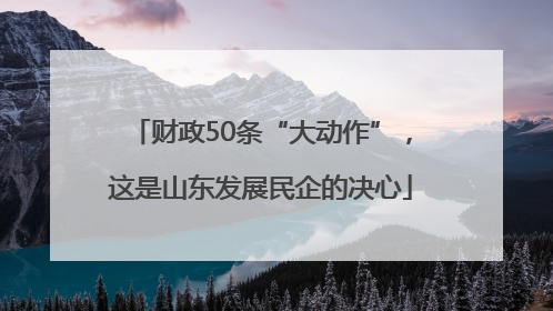 财政50条“大动作”，这是山东发展民企的决心