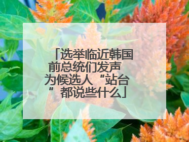选举临近韩国前总统们发声 为候选人“站台”都说些什么