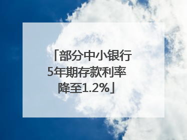 部分中小银行5年期存款利率降至1.2%