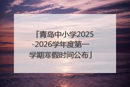 青岛中小学2025-2026学年度第一学期寒假时间公布