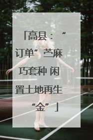高县：“订单”苎麻巧套种 闲置土地再生“金”