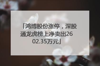 鸿博股份涨停，深股通龙虎榜上净卖出2602.35万元