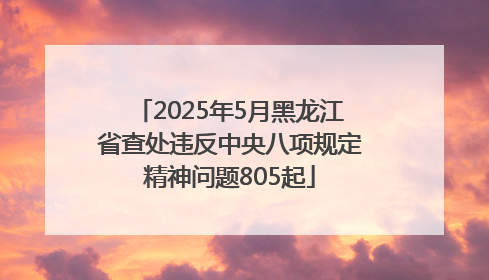 2025年5月黑龙江省查处违反中央八项规定精神问题805起