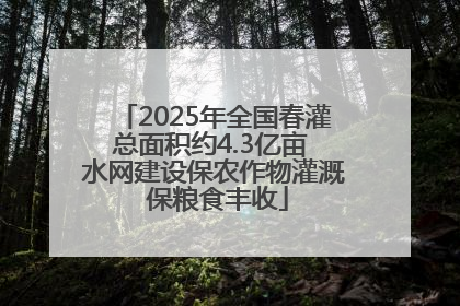 2025年全国春灌总面积约4.3亿亩 水网建设保农作物灌溉 保粮食丰收